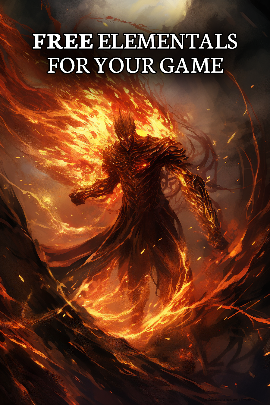 Scorcher and his Buddies - 3 fire elementals for your D&D games ! (Free)