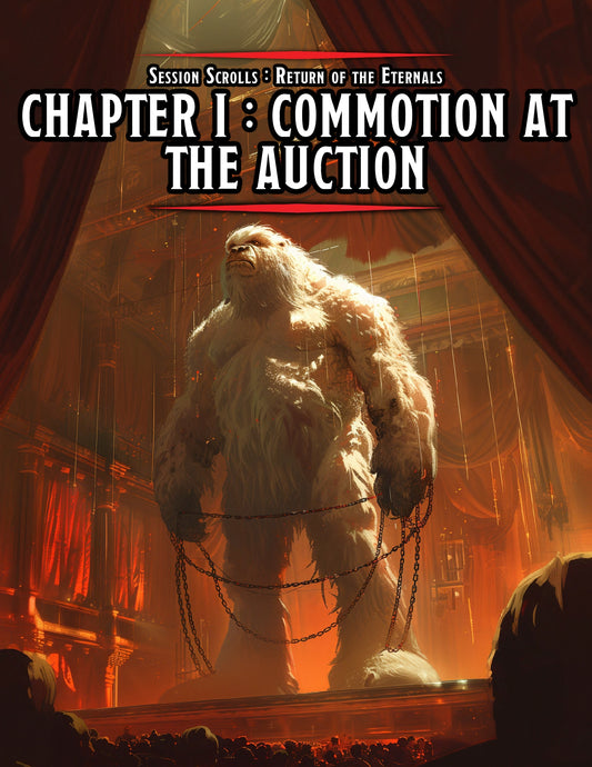 The cover of a short adventure featuring a yeti sold at a monster auction 