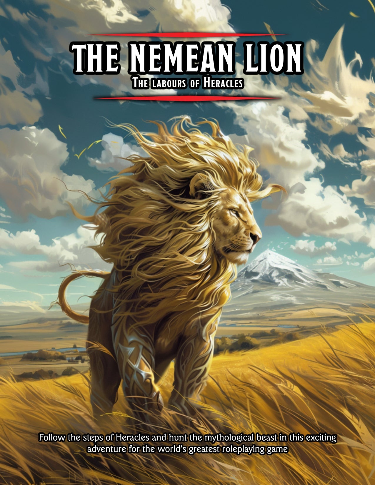 The cover of a short adventure featuring the Nemean Lion from the Labours of Heracles